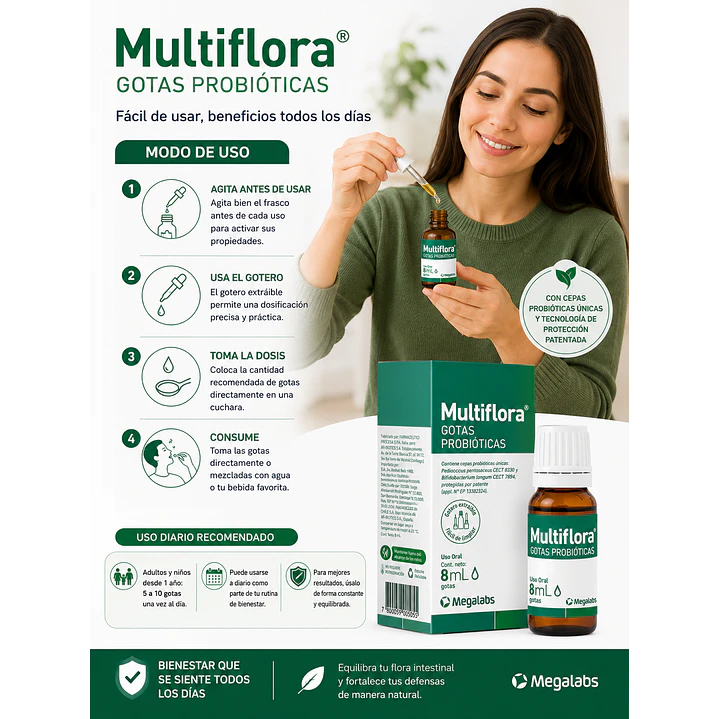 Multiflora Gotas Probioticas 8ml Sabor Sin Sabor 6