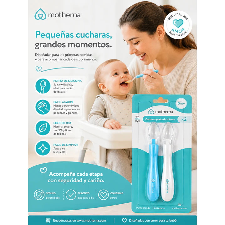 Cucharas De Silicona Bebé Motherna 2uns Color Transparente 6