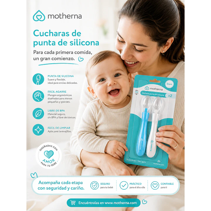 Cucharas De Silicona Bebé Motherna 2uns Color Transparente 8