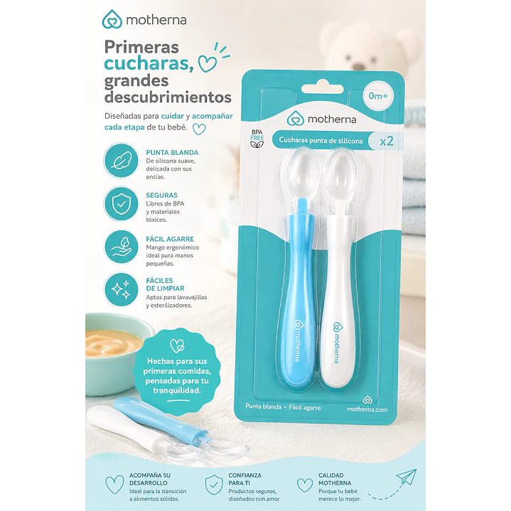Cucharas De Silicona Bebé Motherna 2uns Color Transparente 9