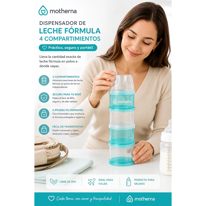 Dispensador De Leche Fórmula Motherna 4 Compartimientos 3