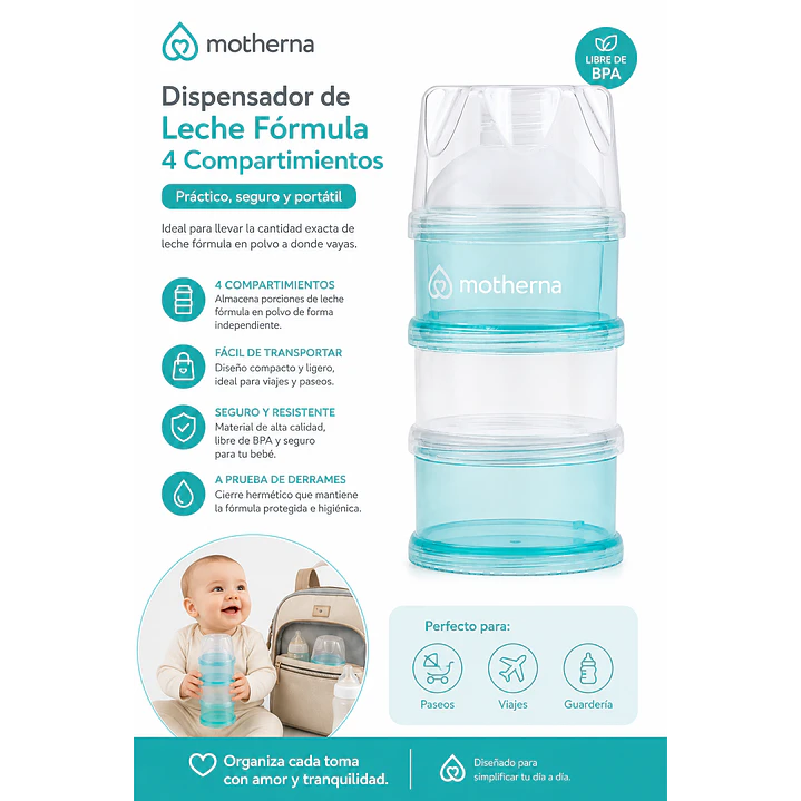 Dispensador De Leche Fórmula Motherna 4 Compartimientos 4