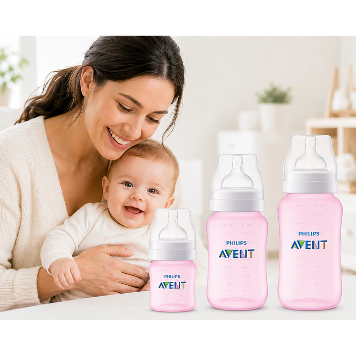 Set Avent Biberones Rosado 125ml 260ml y 330ml 3