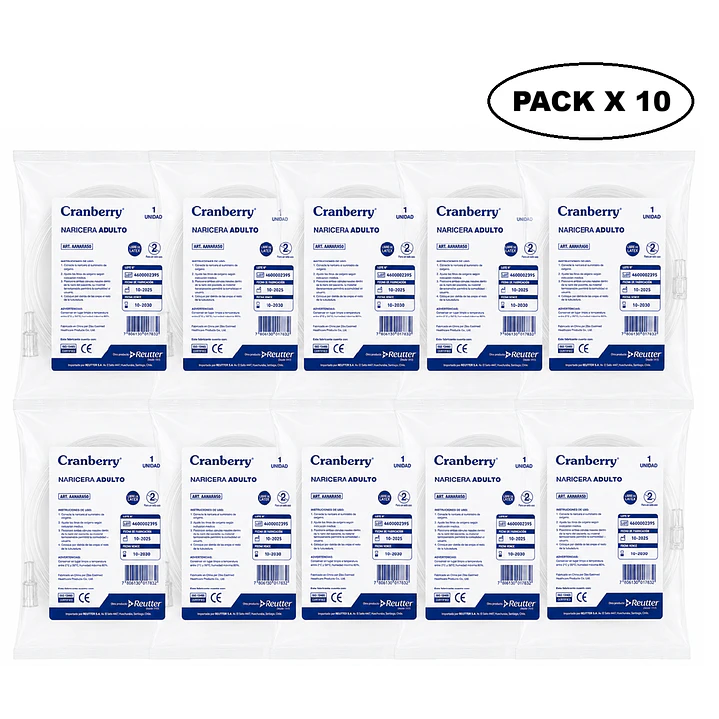 Canula Nasal De Oxigeno Naricera Bigotera Adulto Pack x 10 1