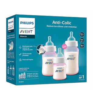 Set Avent Biberones Rosado 125ml 260ml y 330ml