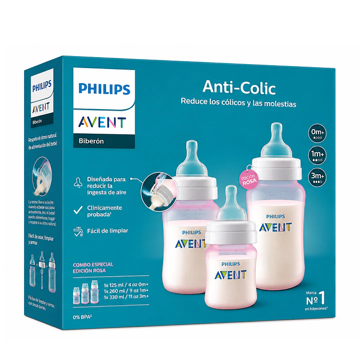 Set Avent Biberones Rosado 125ml 260ml y 330ml 1