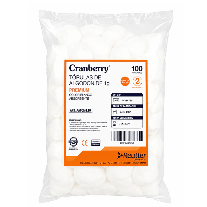 Torulas De Algodon 1g X100 1