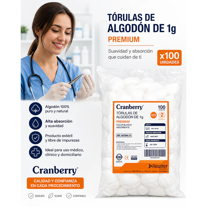 Torulas De Algodon 1g X100 3