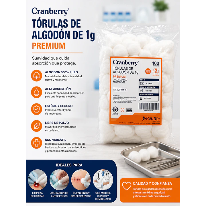 Torulas De Algodon 1g X100 4