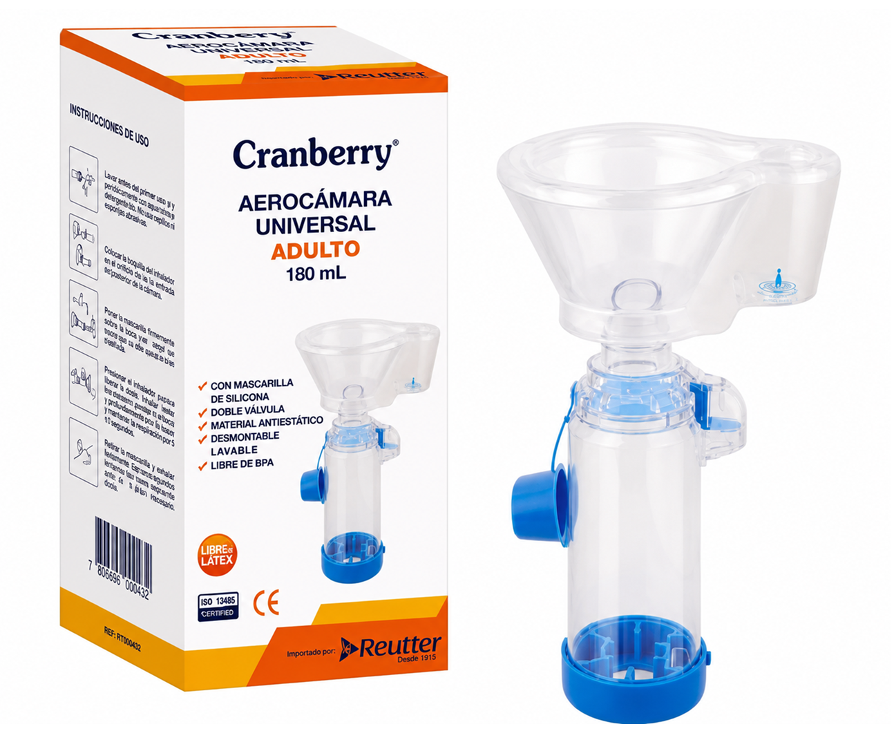 Nebulizador Pistón Cranberry Aerocamara Doble Válvula Adulto