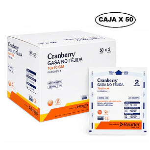 Gasa No Tejida Esteril Cranberry 10x10 cm Caja x50 Sobres