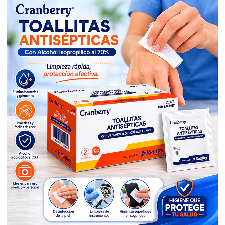 Toallitas Antisépticas Con Alcohol 70% Pack 2 Cajas x100 unidades  4