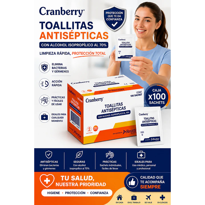Toallitas Antisépticas Con Alcohol 70% Pack 2 Cajas x100 unidades  5
