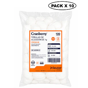 Torulas De Algodon 1g X100 Pack x 10