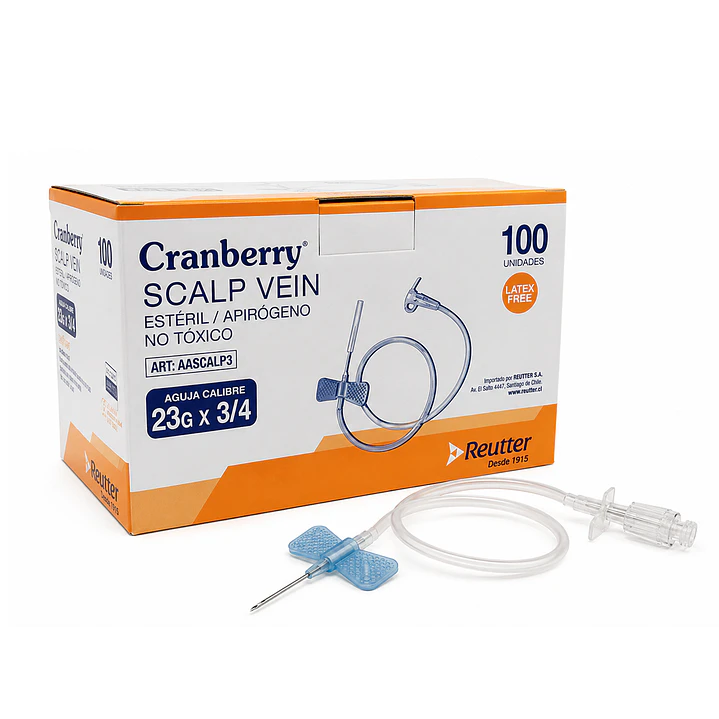 Mariposa Scalp Vein Cranberry 23g X 3/4 Caja x 100 2