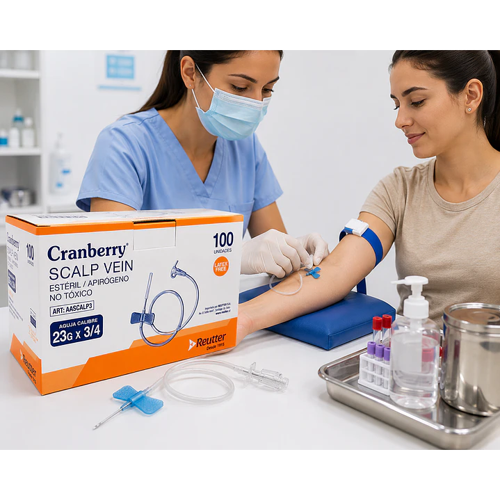 Mariposa Scalp Vein Cranberry 23g X 3/4 Caja x 100 5