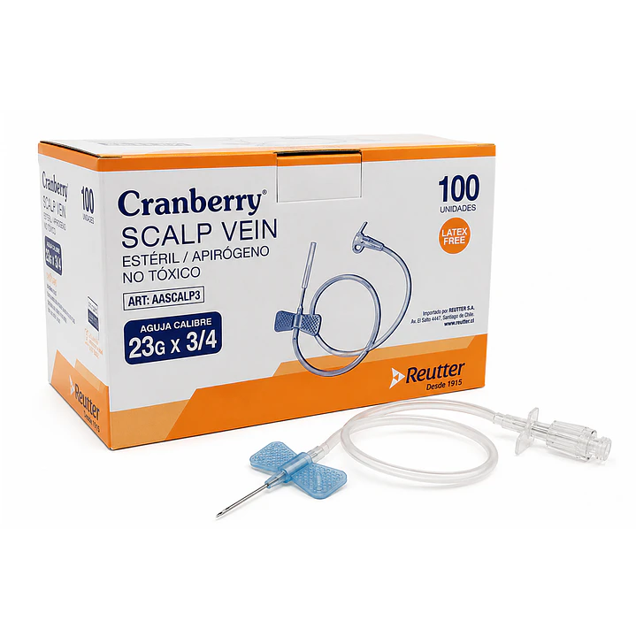 Mariposa Scalp Vein Cranberry 23g X 3/4 Caja x 100 1