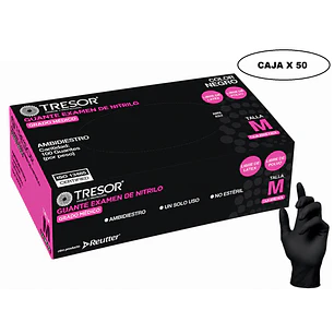 Guantes Nitrilo Negro Libre De Polvo Latex Natural Caja X100
