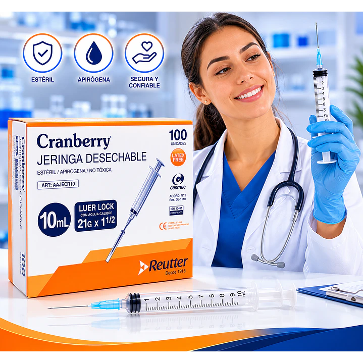 Jeringa Desechable Luer Lock 10ml 21G x 1 ½ Caja x100 2