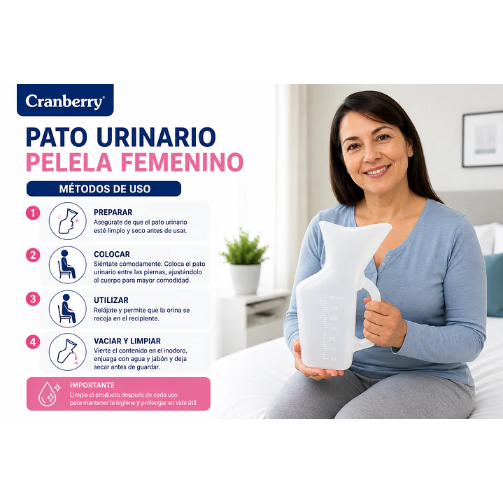 Pato Urinario Pelela Femenino Plástico 1 Litro Cranberry 2