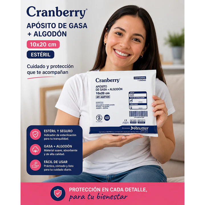 Aposito Gasa No Tejida + Algodon 10x20 Cranberry Bolsa X10 3