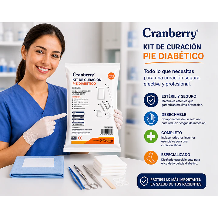 Kit De Curación Estéril Pie Diabetico Desechable Cranberry 6