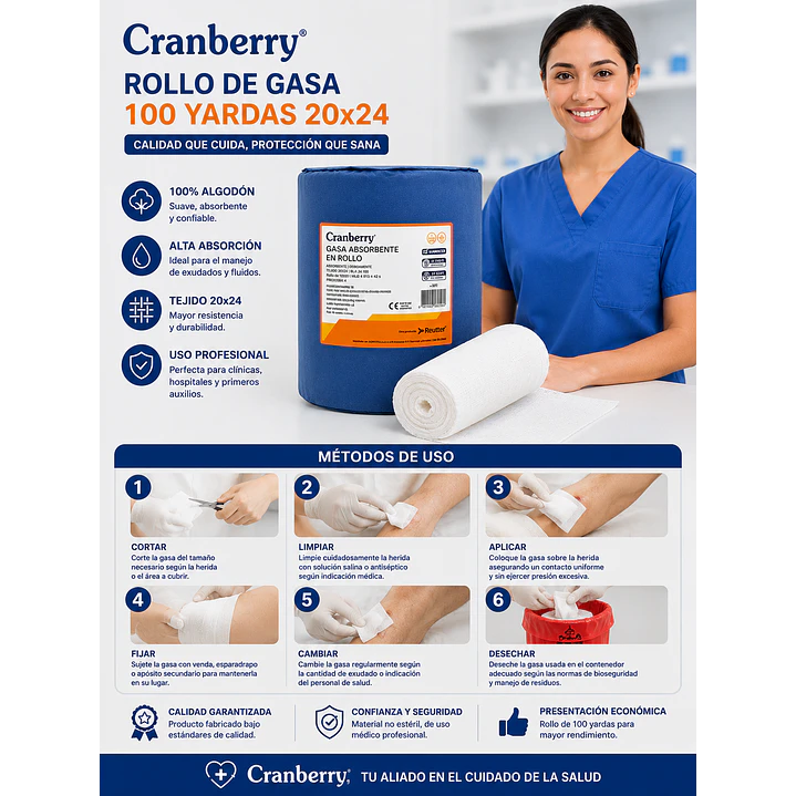 Rollo de Gasa Cranberry 100 Yardas 20x24 3