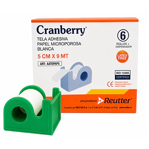Tela Adhesiva Papel Microporosa 5cm X 9m Cranberry Caja X6