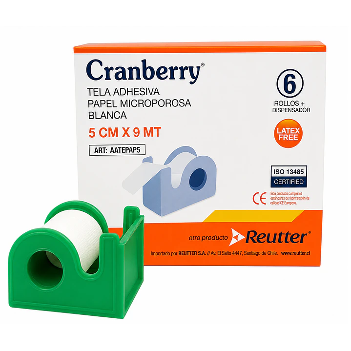 Tela Adhesiva Papel Microporosa 5cm X 9m Cranberry Caja x6 1