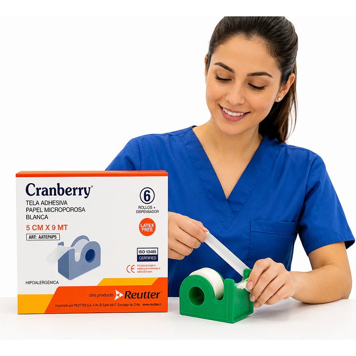 Tela Adhesiva Papel Microporosa 5cm X 9m Cranberry Caja x6 5