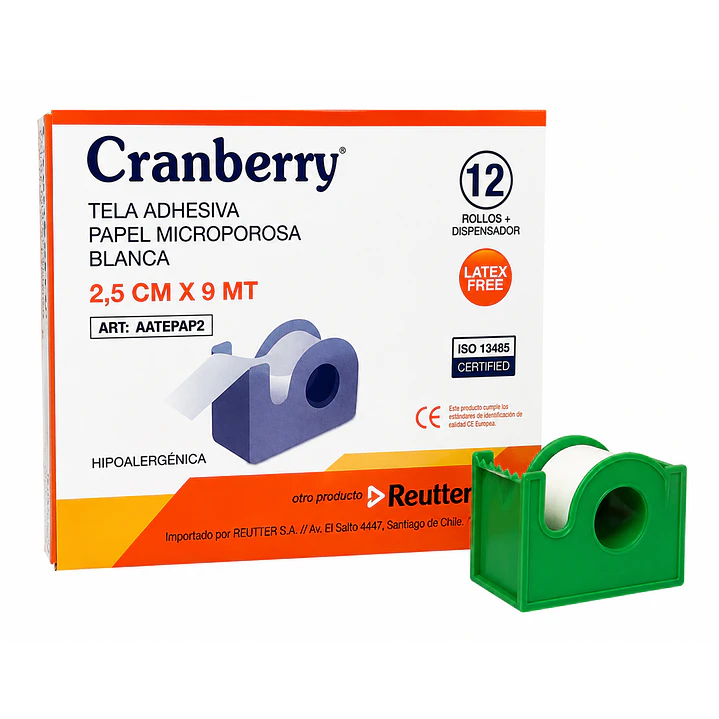 Tela Adhesiva Papel Microporosa + Disp 2.5cmx9m Cajax12 1