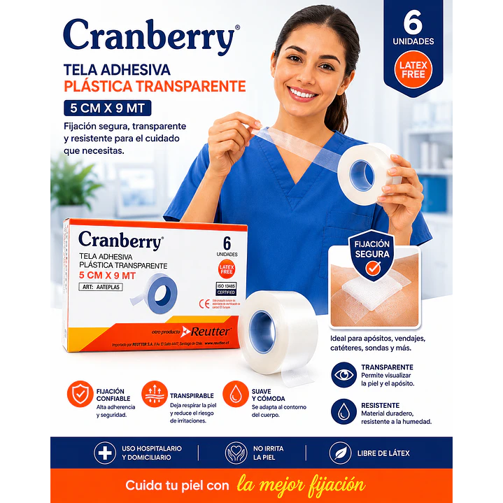 Tela Adhesiva Plastica Transparente 5cm X 9m Caja X6 6