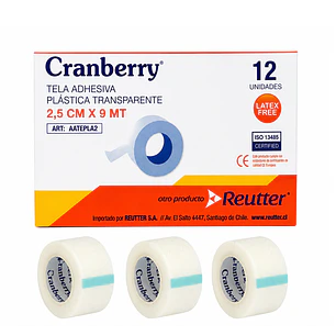 Tela Adhesiva Plastica Transparente Cranberry 2,5cm X 9mt Caja x12