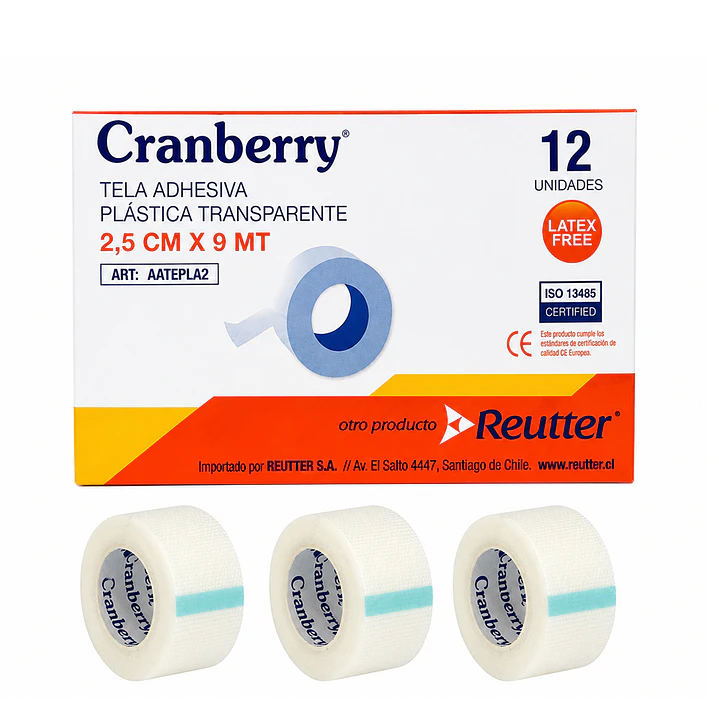 Tela Adhesiva Plastica Transparente Cranberry 2,5cm X 9mt Caja x12 1