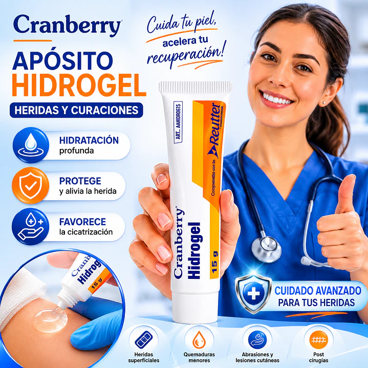 Aposito Hidrogel Heridas Curaciones Cranberry Tubo 15gr 3