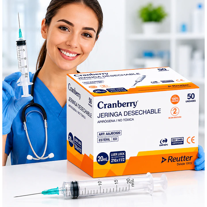 Jeringa Desechable Luer Lock 20ml 21g X 1 1/2 Caja X50  5