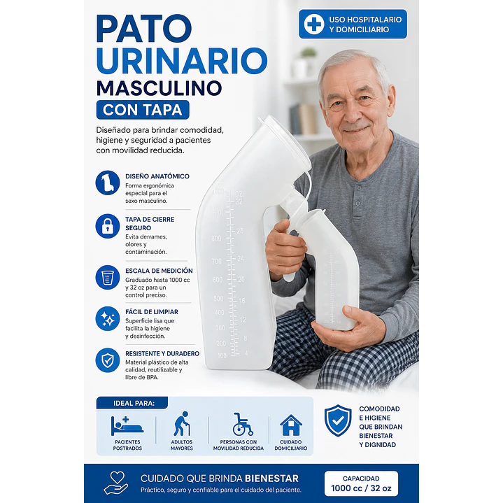 Pato Urinario Masculino Con Tapa 2
