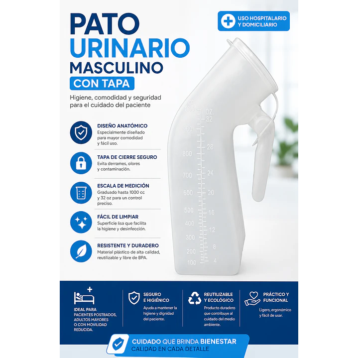 Pato Urinario Masculino Con Tapa 3