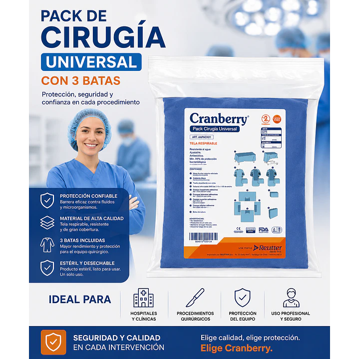Pack De Cirugía Universal Estéril Con 3 Batas 5