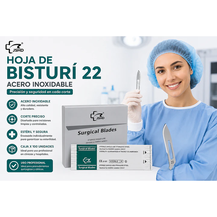 Hoja De Bisturi 22 Acero Inoxidable Caja X100 4