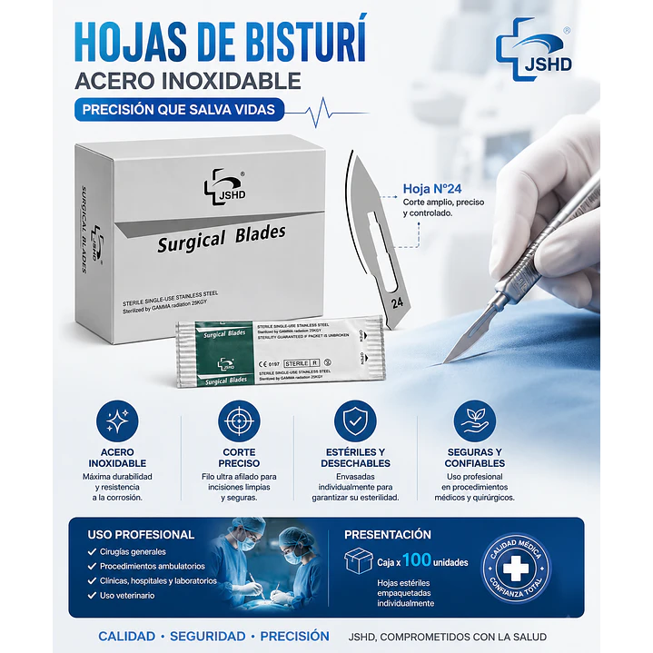 Hoja De Bisturi Esteril N24 Acero Inoxidable Caja X 100  4