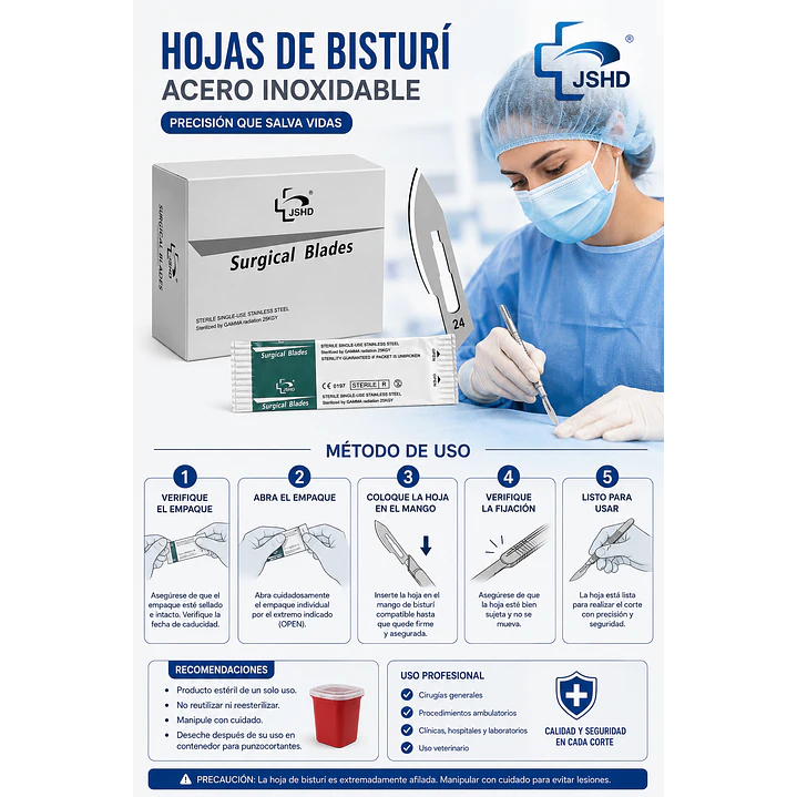 Hoja De Bisturi Esteril N24 Acero Inoxidable Caja X 100  5