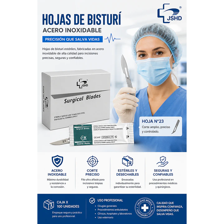 Hoja De Bisturi Esteril N23 Caja X 100 Unidades  3