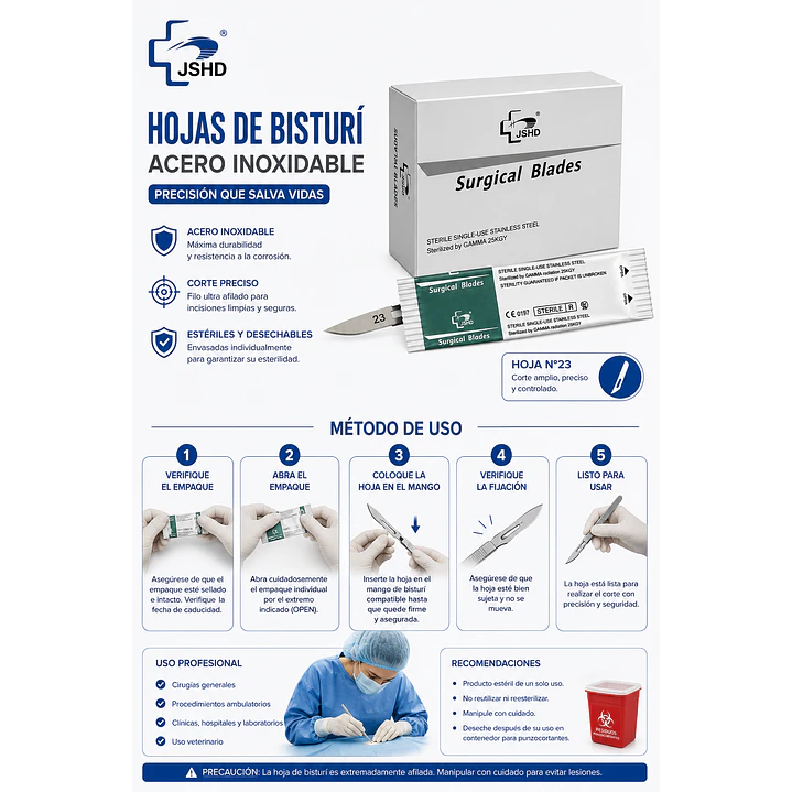 Hoja De Bisturi Esteril N23 Caja X 100 Unidades  5