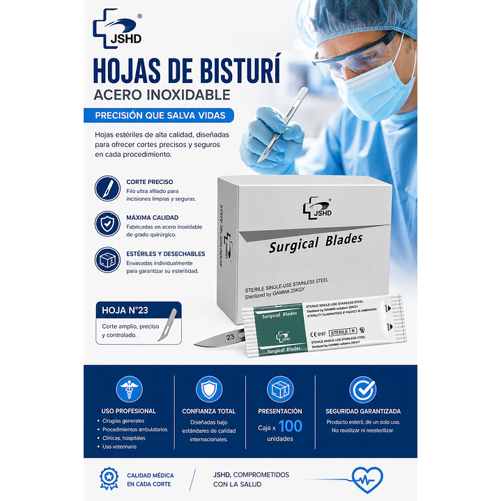 Hoja De Bisturi Esteril N23 Caja X 100 Unidades  4