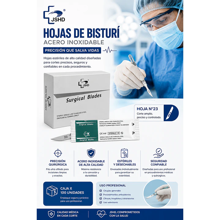 Hoja De Bisturi Esteril N23 Caja X 100 Unidades  6
