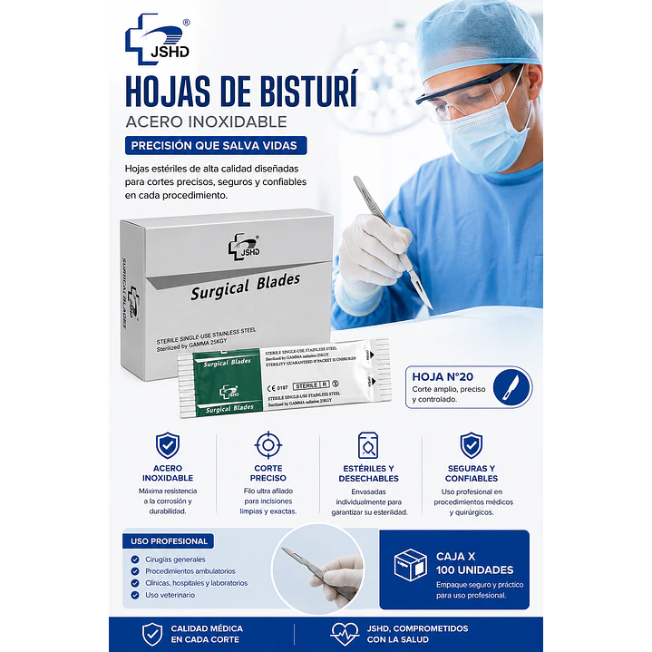Hoja De Bisturi Esteril N20 Caja X 100 Unidades  4