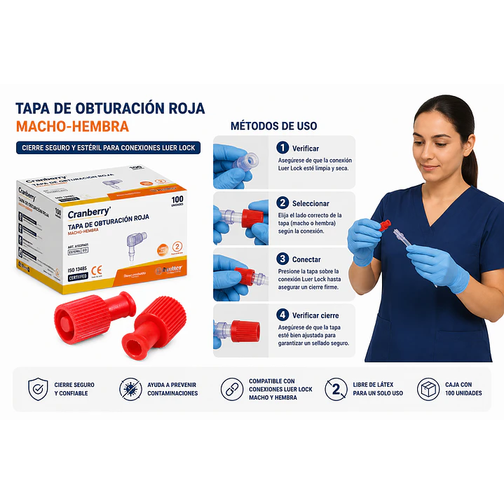Tapa Obturacion Roja Macho-hembra Cranberry Cajax100 3