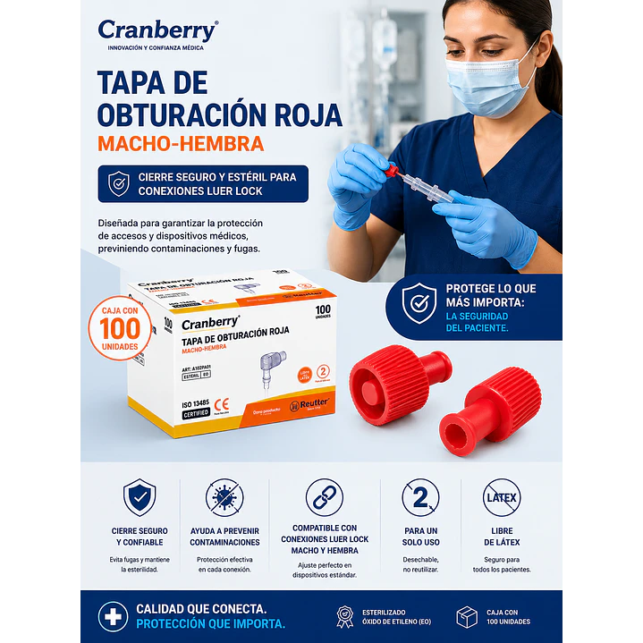 Tapa Obturacion Roja Macho-hembra Cranberry Cajax100 5