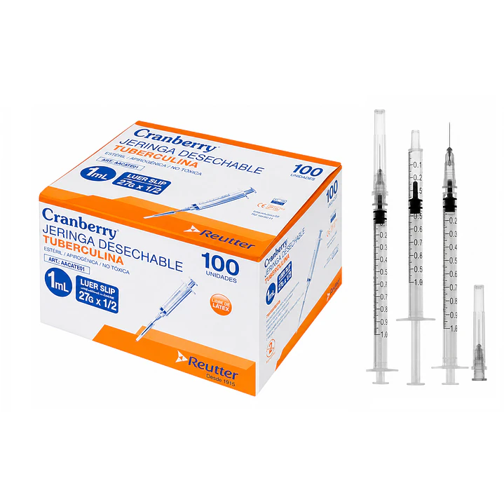 Jeringa Tuberculina 1 Ml Luer Slip 27g 1/2 1ml Cranberry 2
